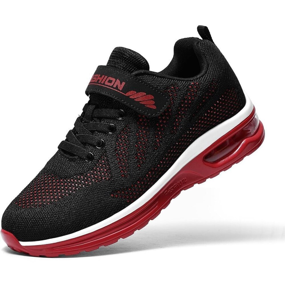 🆕Kids 3208-black Red Running Lightweight Non Slip Comfortable Sneaker